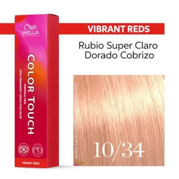 Tinte para cabello Wella Color Touch 10/34 Rubio Super Claro Dorado Cobrizo 60ml-2