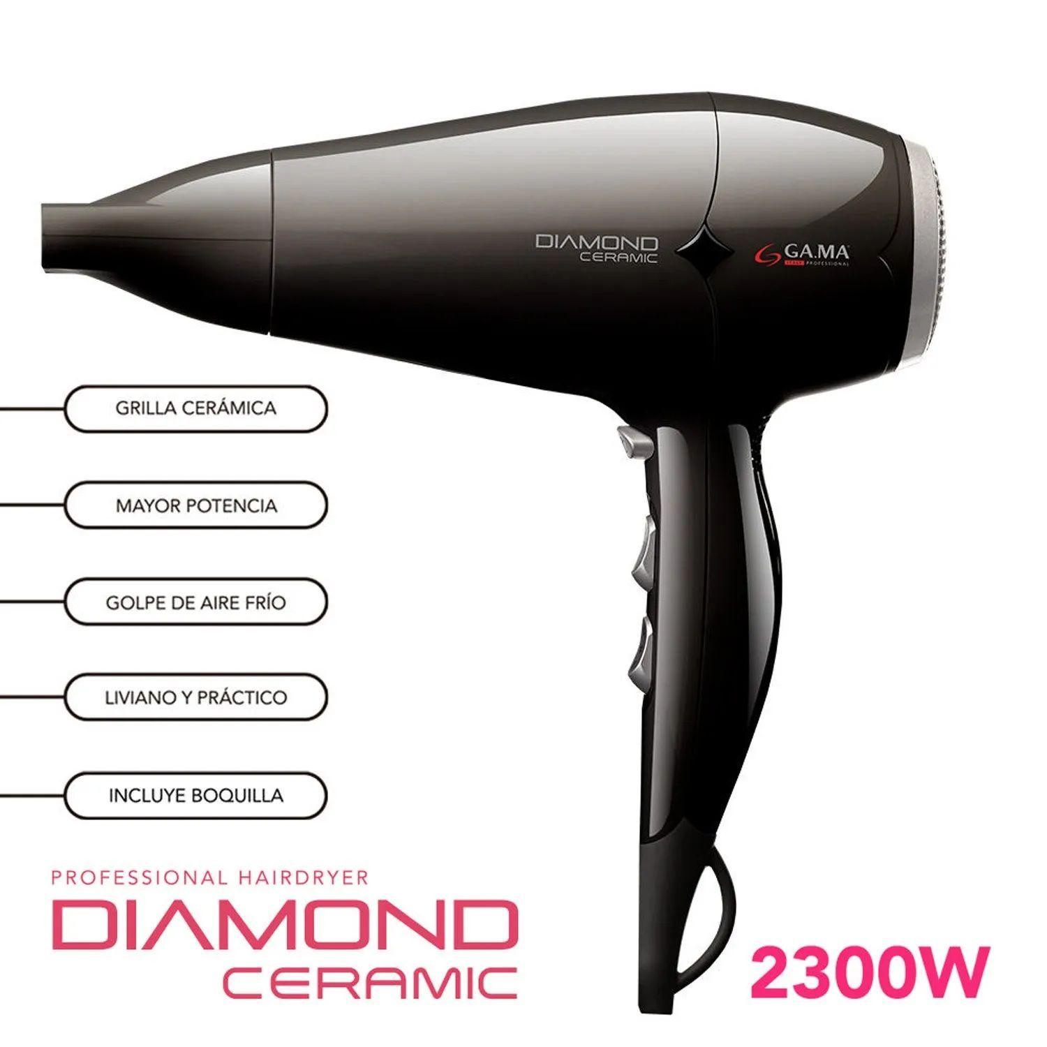 Profesional Gama Diamond Ceramic Antibacterial 2300W Negro Descripción: El Secador Profesional Gama -2