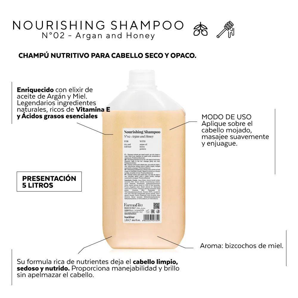 Farmavita Nourishing Shampoo Nro 02 Argan y Miel 5000 Ml-2