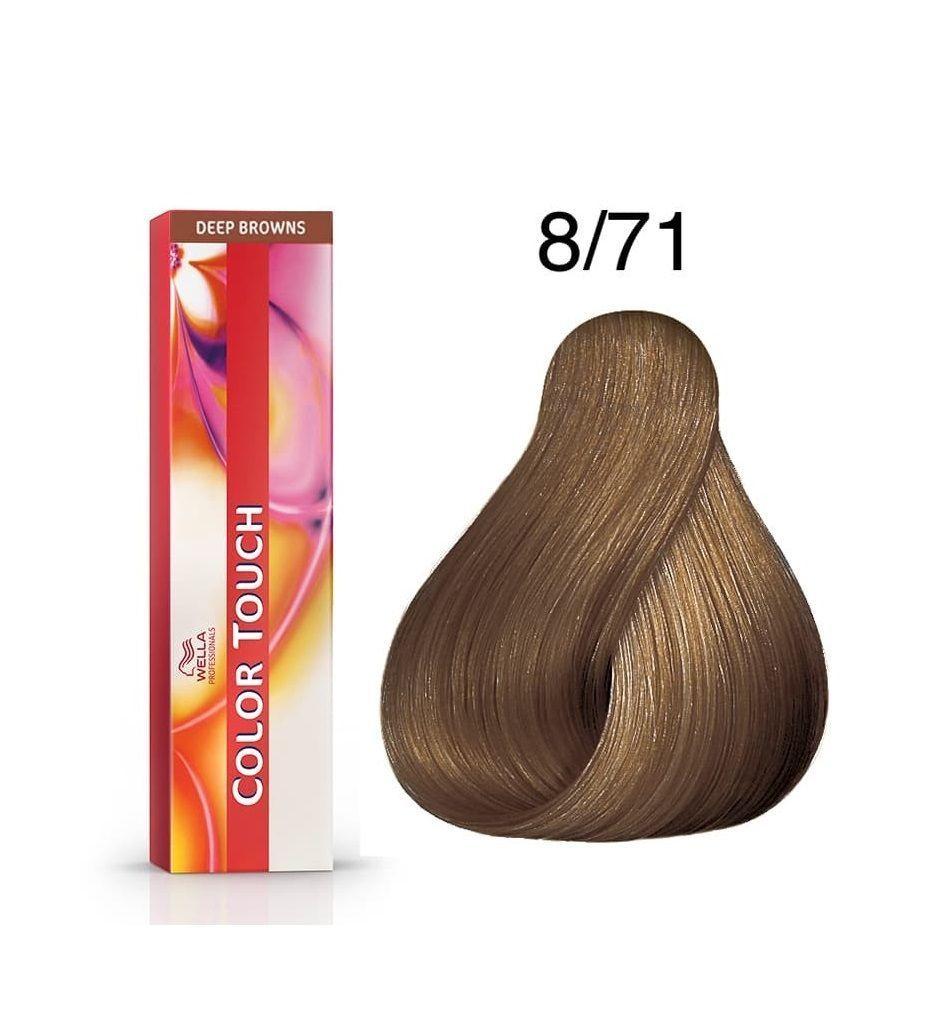 Tinte para cabello Wella Color Touch 8/71 Rubio Claro Marron Cendre 60ml + Oxidante-2