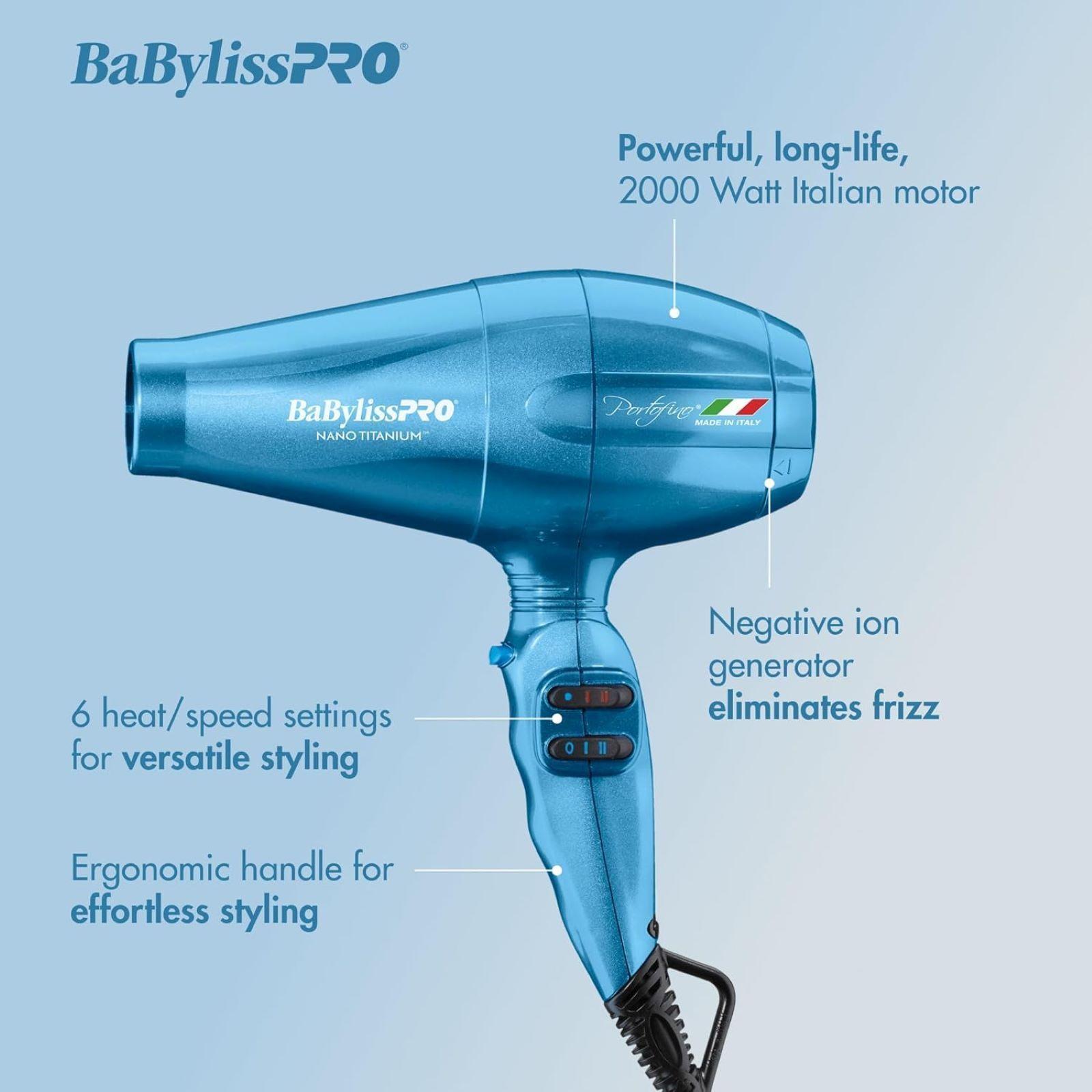 Secador De Pelo Babylisspro Nano Titanium Portofino 6600 Azul-4