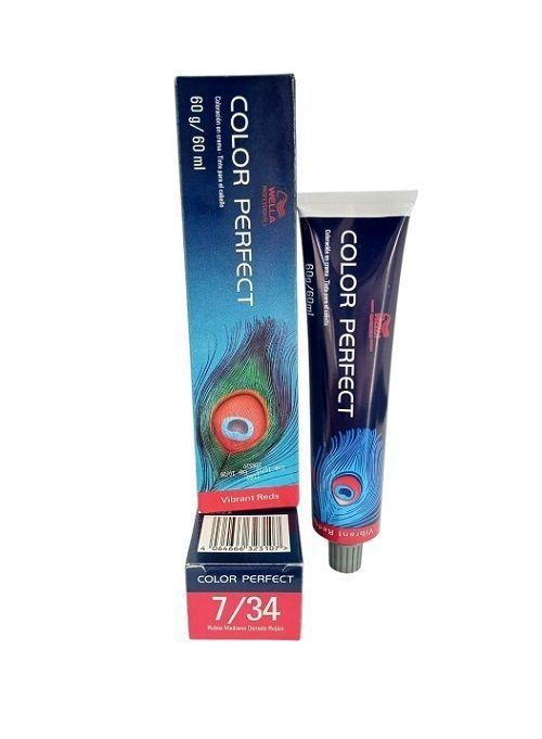 Tinte para Cabello Wella Color Perfect 7/34 Rubio Mediano Dorado Rojizo 60ml-2