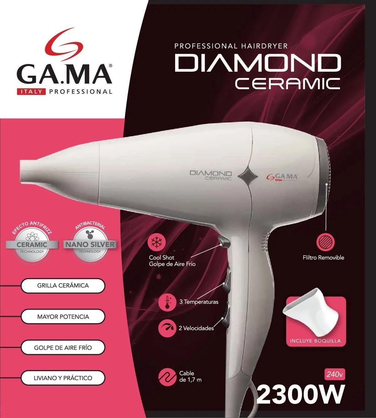 Secador Diamond Ceramic Antibacterial Pelo Cerámica 2300w Blanco Gama-5