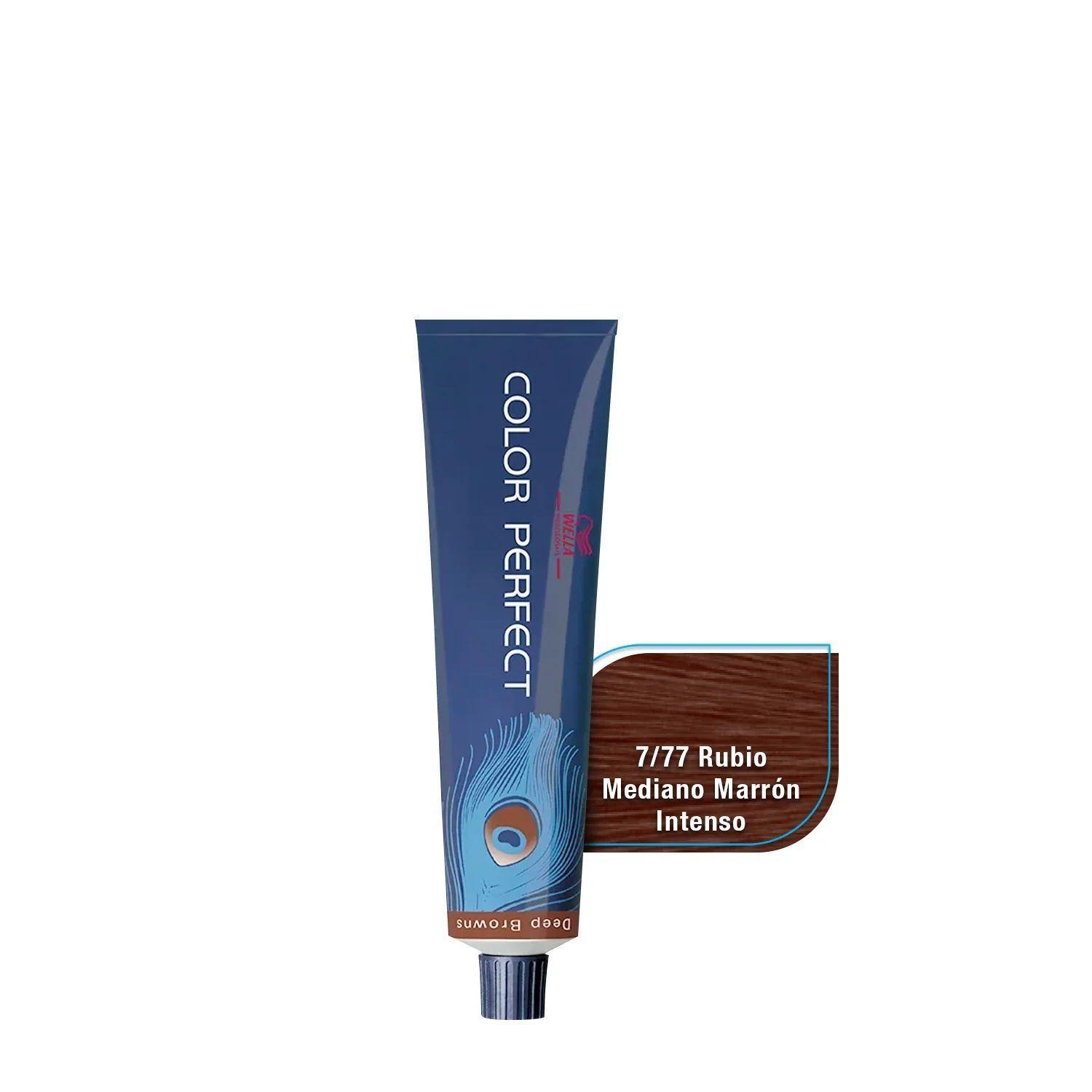 Tinte para Cabello Wella Color Perfect 7/77 Rubio Mediano Marron Intenso 60ml +Oxidante-1