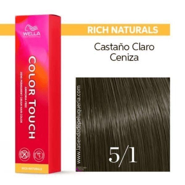 Tinte para cabello Wella Color Touch 5/1 Castaño Claro Ceniza 60ml-3