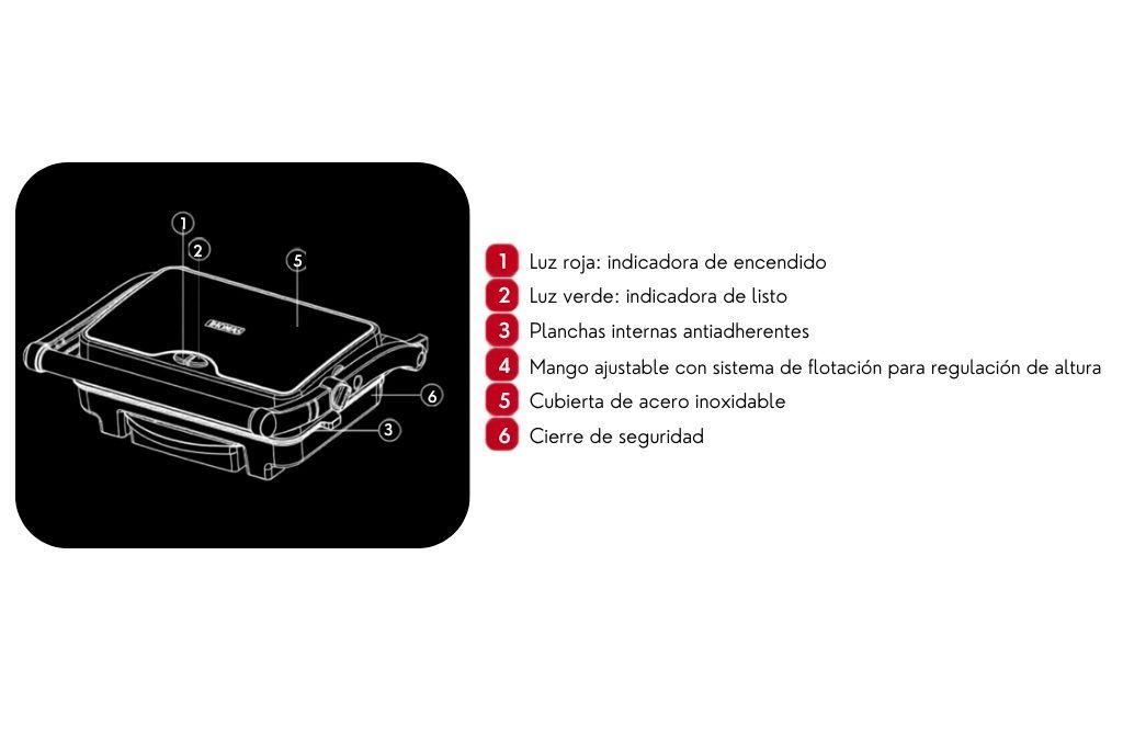 Sandwichera Panini Thomas TH-975 - Parrilla Eléctrica 2000W -6