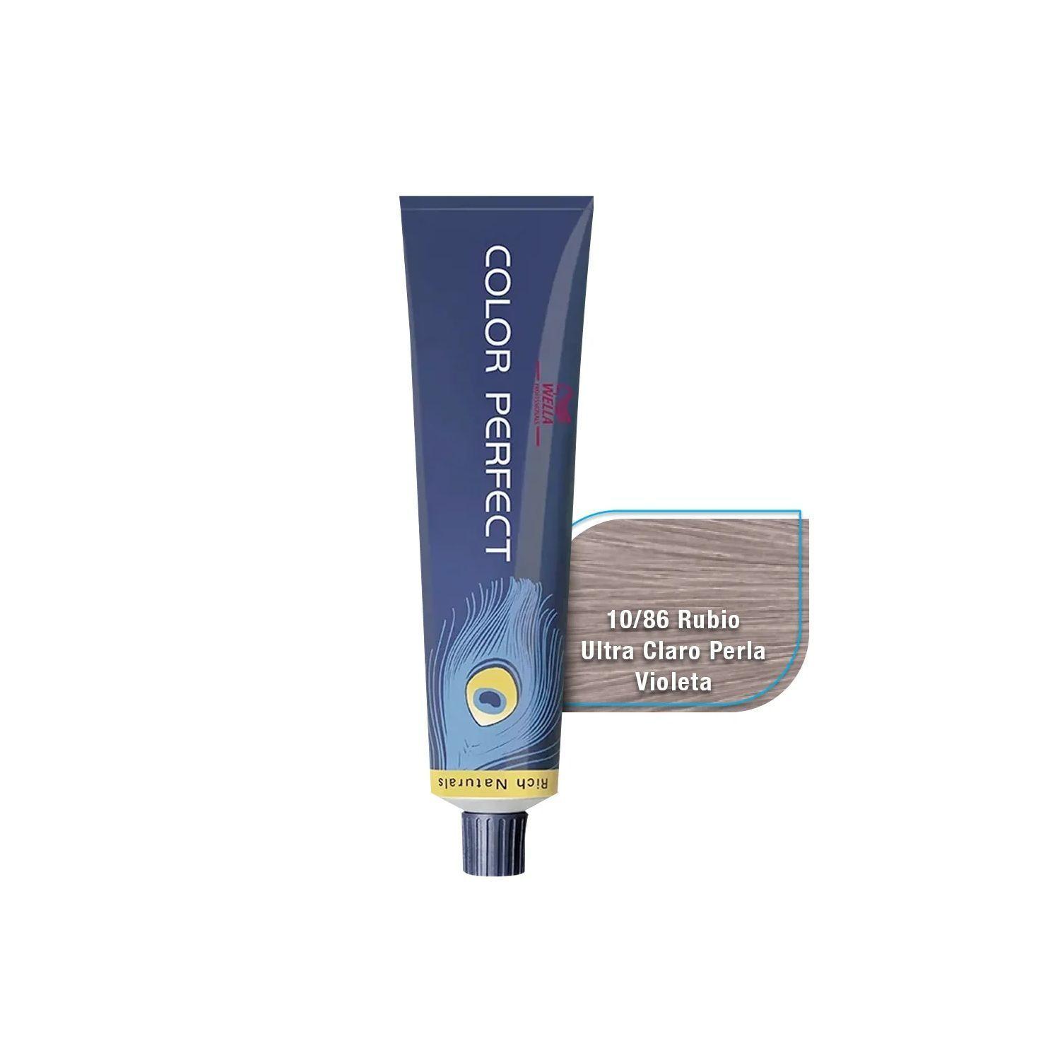 Tinte para Cabello Wella Color Perfect 10/86 Rubio Ultra Claro Perla Violeta 60ml +Oxidante-2