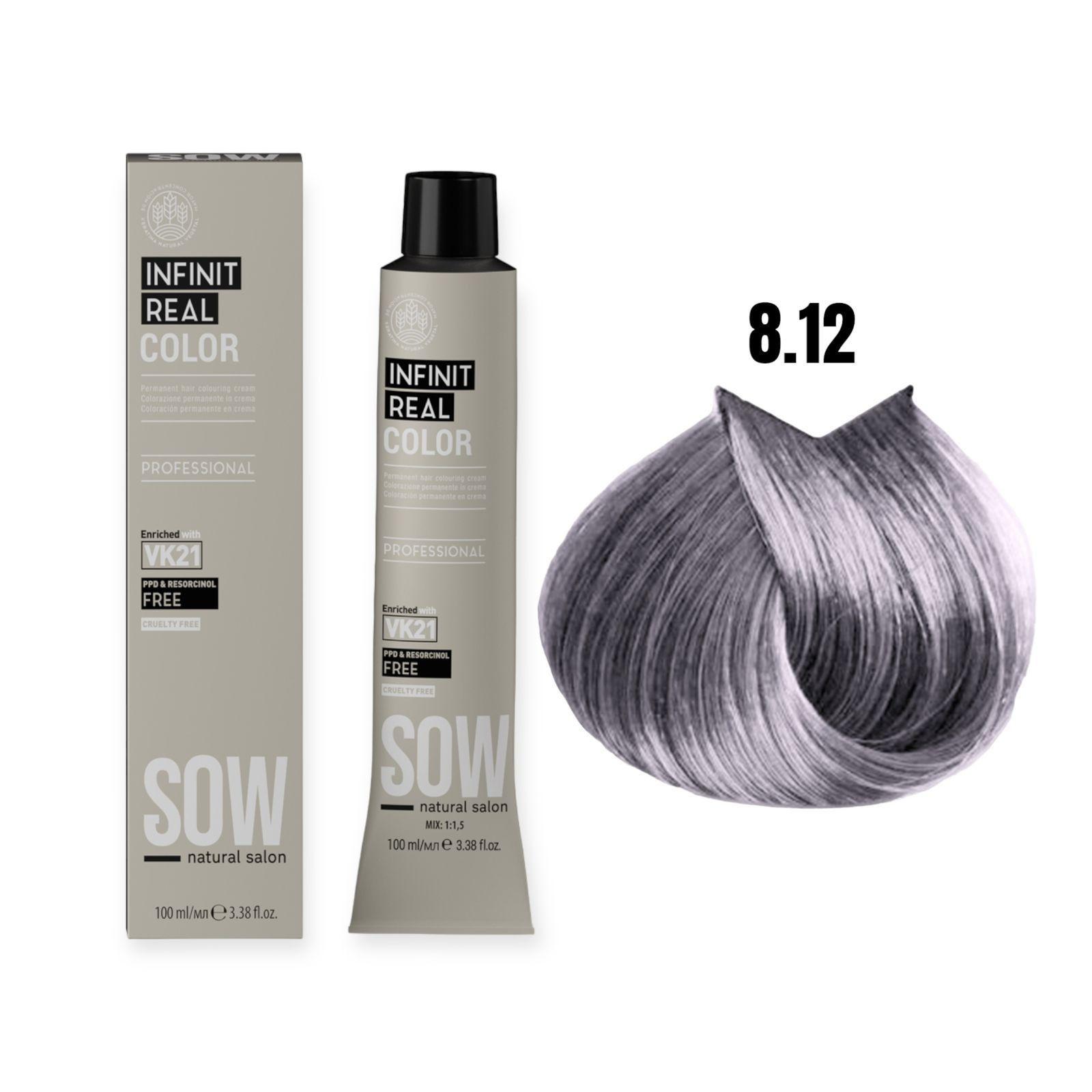 Tinte Sow Vk21 Inf Real Color 8.12 Rubio Claro Ceniza Iridescente 100ml-2