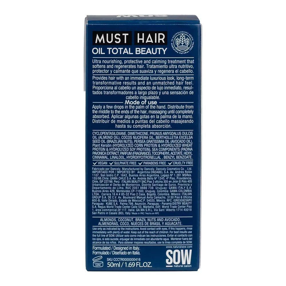 Sow Aceite Capilar Reparador Con Protección Térmica Total Beauty 50ml-4