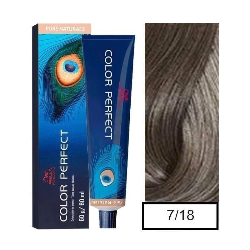 Tinte para Cabello Wella Color Perfect 7/18 Rubio Mediano Ceniza Perla 60ml +Oxidante-0