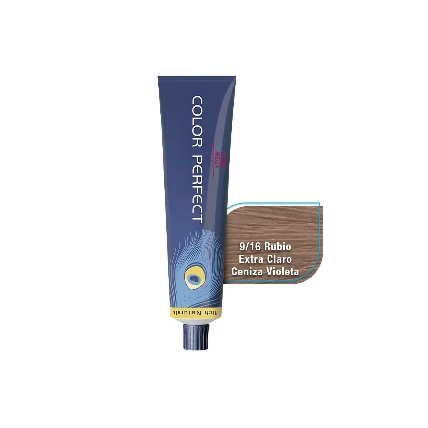 Tinte para Cabello Wella Color Perfect 9/16 Rubio Extra Claro Ceniza Violeta 60ml +Oxidante-2