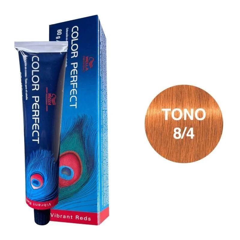 Tinte para Cabello Wella Color Perfect 8/4 Rubio Claro Rojo 60ml-2