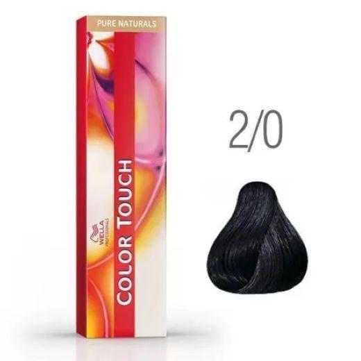 Tinte para cabello Wella Color Touch 2/0 Negro 60ml + Oxidante-2