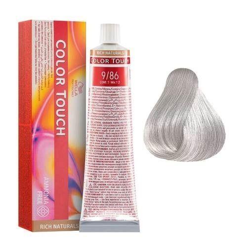 Tinte para cabello Wella Color Touch 9/86 Rubio Extra Claro Perla Violeta 60ml-2