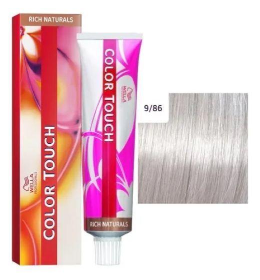 Tinte para cabello Wella Color Touch 9/86 Rubio Extra Claro Perla Violeta 60ml-3