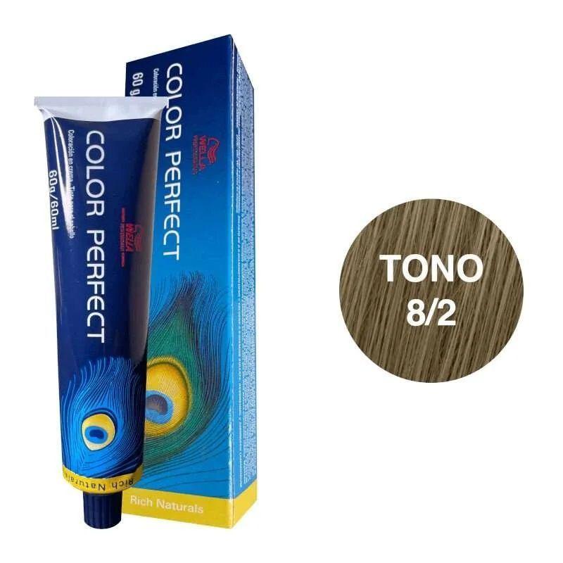 Tinte para Cabello Wella Color Perfect 8/2 Rubio Claro Mate 60ml-3