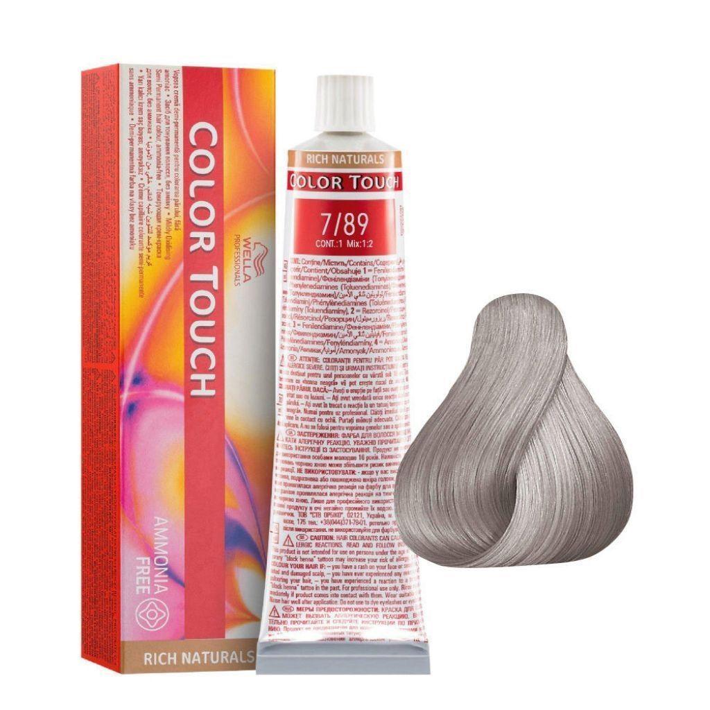 Tinte para cabello Wella Color Touch 7/89 Rubio Mediano Perla Cendre 60ml + Oxidante-1