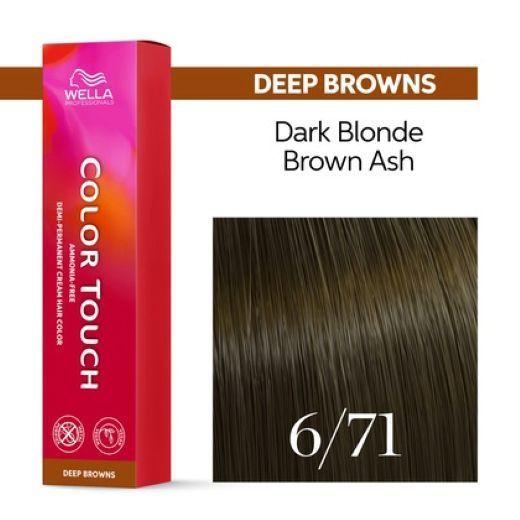 Tinte para cabello Wella Color Touch 6/71 Rubio Oscuro Marron Ceniza62ml-3