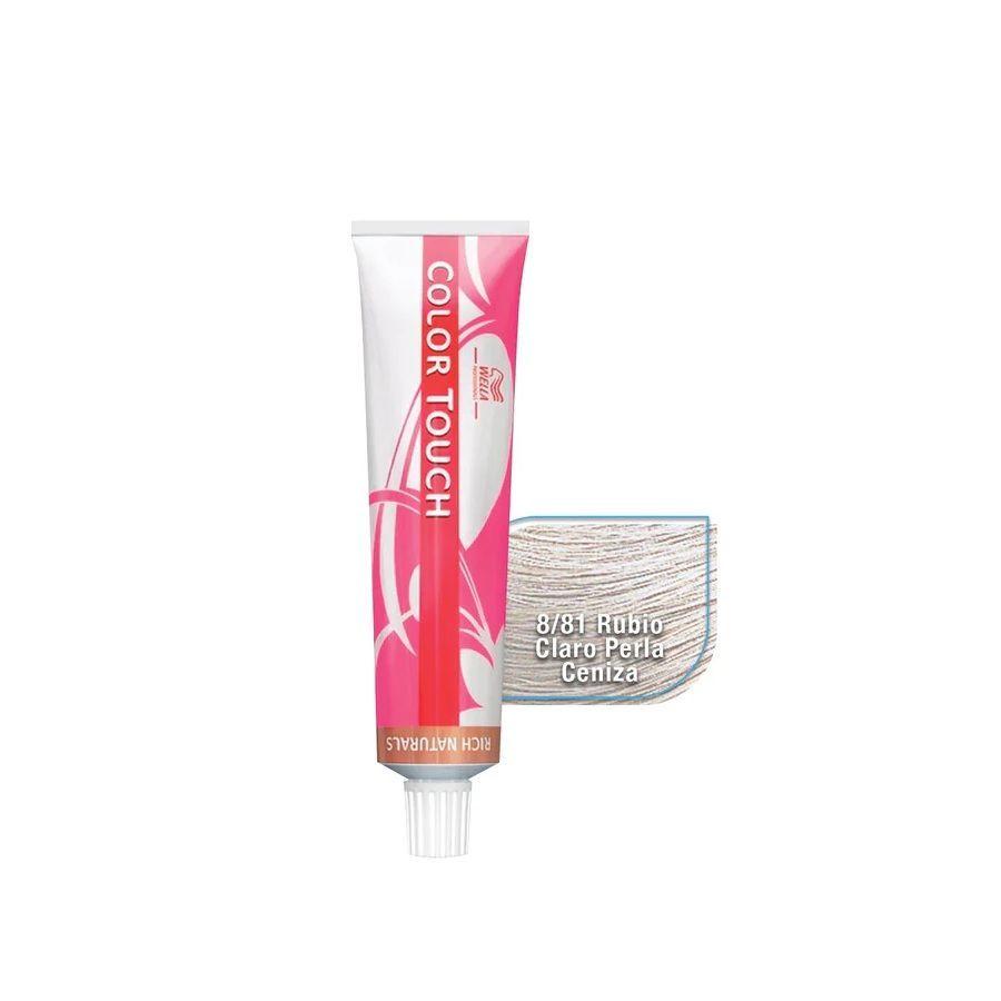 Tinte para cabello Wella Color Touch 8/81 Rubio Claro Perla Ceniza 60ml-2