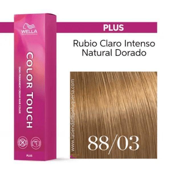 Tinte para cabello Wella Color Touch 88/03 Rubio Claro Intenso Natural Dorado 62ml + Oxidante-1