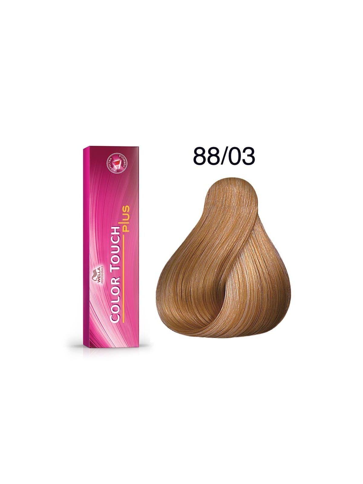 Tinte para cabello Wella Color Touch 88/03 Rubio Claro Intenso Natural Dorado 62ml + Oxidante-3