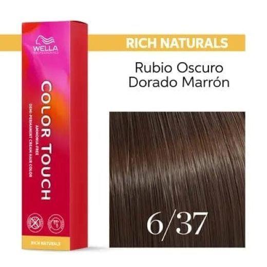 Tinte para cabello Wella Color Touch 6/37 Rubio Oscuro Dorado Marron 60ml + Oxidante-3