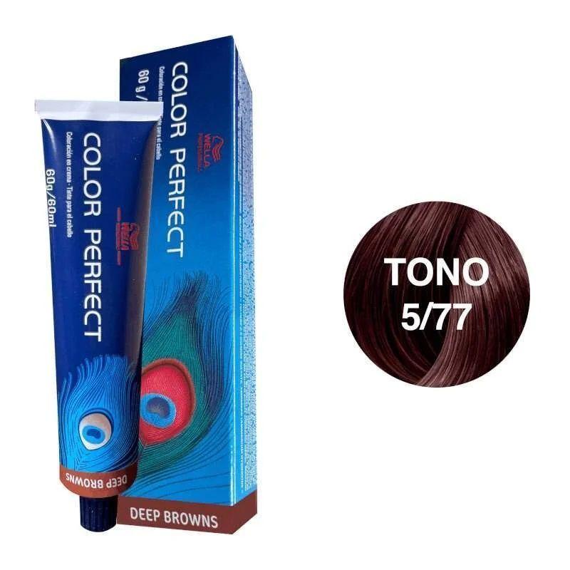 Tinte para Cabello Wella Color Perfect 5/77 Castaño Claro Marron Intenso 60ml +Oxidante-2