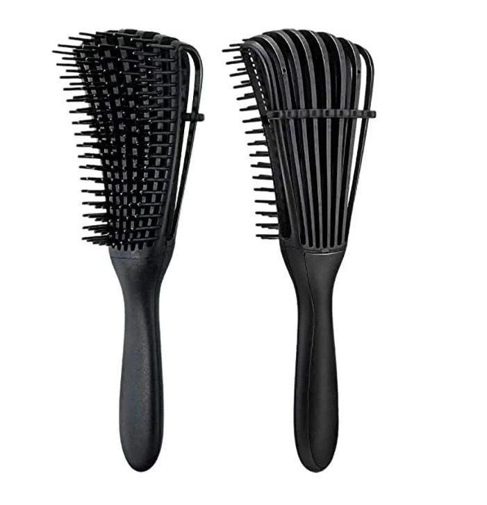 Mini Cepillo Flexible Desenredante Y Definidor De Rizos Negro-2
