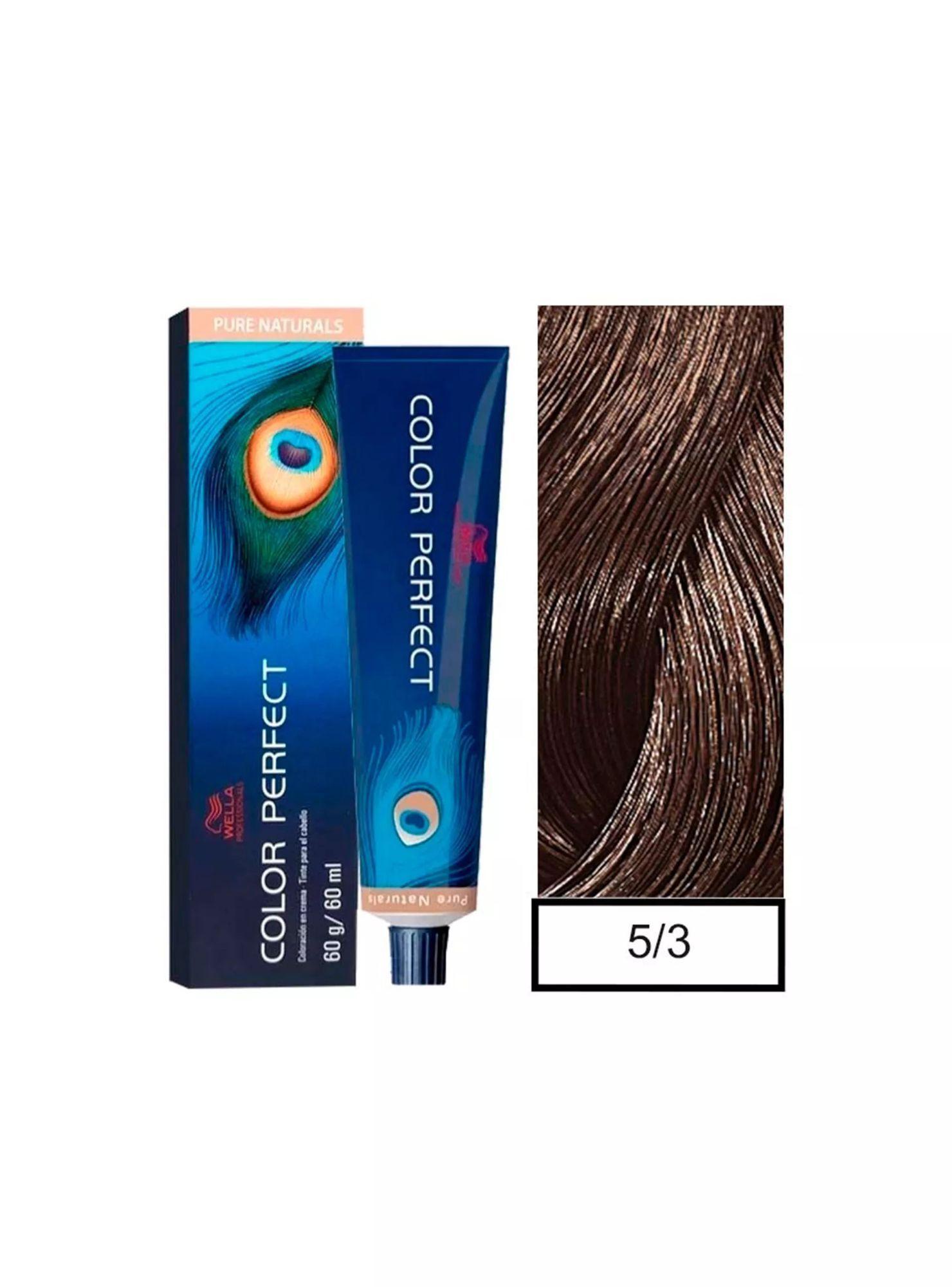 Tinte para Cabello Wella Color Perfect 5/3 Castaño Claro Dorado 60ml +Oxidante-0