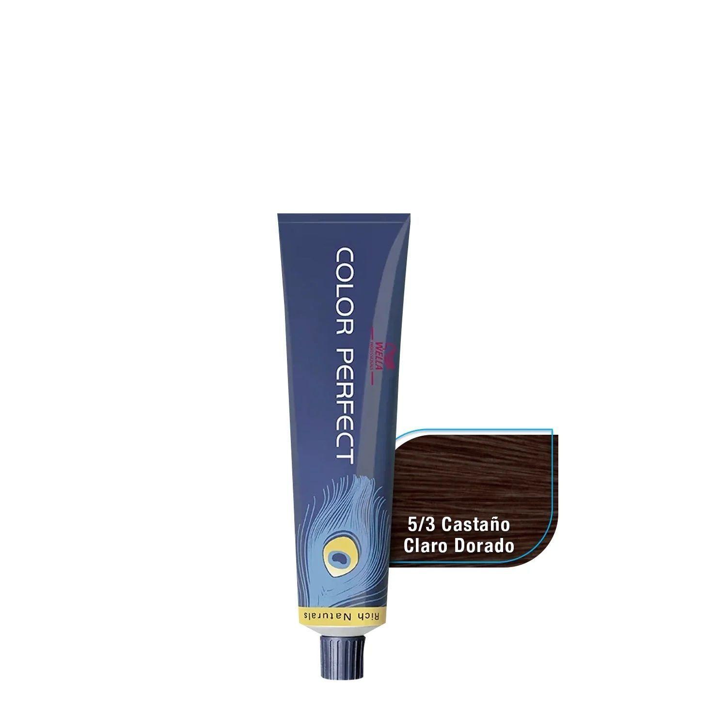 Tinte para Cabello Wella Color Perfect 5/3 Castaño Claro Dorado 60ml +Oxidante-1