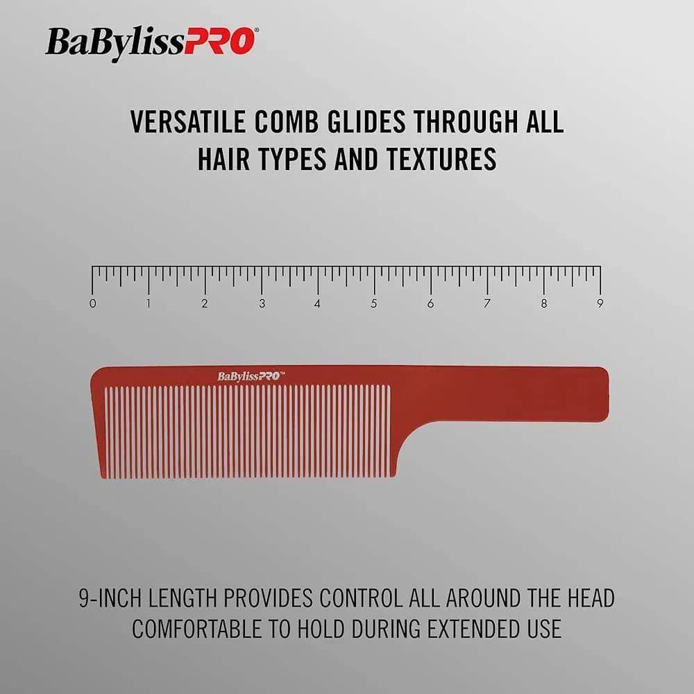 Peine BabylissPro Barberlogy Corte Barberia 9Pulgadas Rojo-2