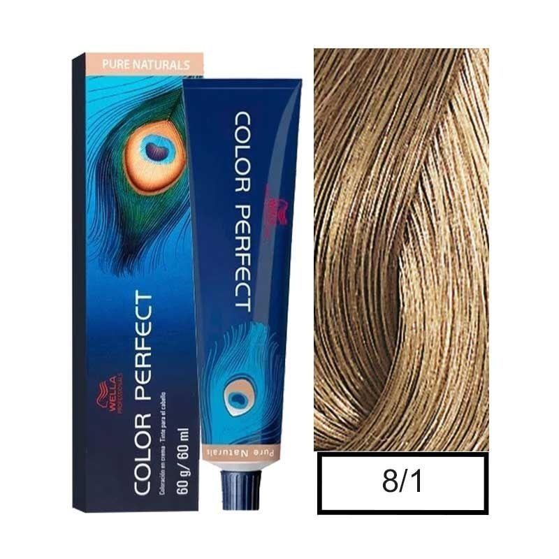 Tinte para Cabello Wella Color Perfect 8/1 Rubio Claro Ceniza 60ml-0