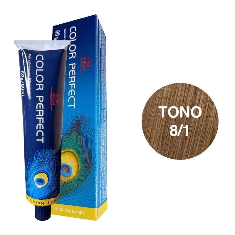 Tinte para Cabello Wella Color Perfect 8/1 Rubio Claro Ceniza 60ml-3