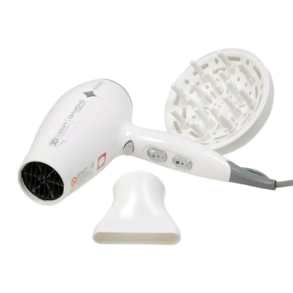 Secador Gama Diamond Ion 3d Therapy Ceramic Ion Nano Silver Blanco 2300W-3