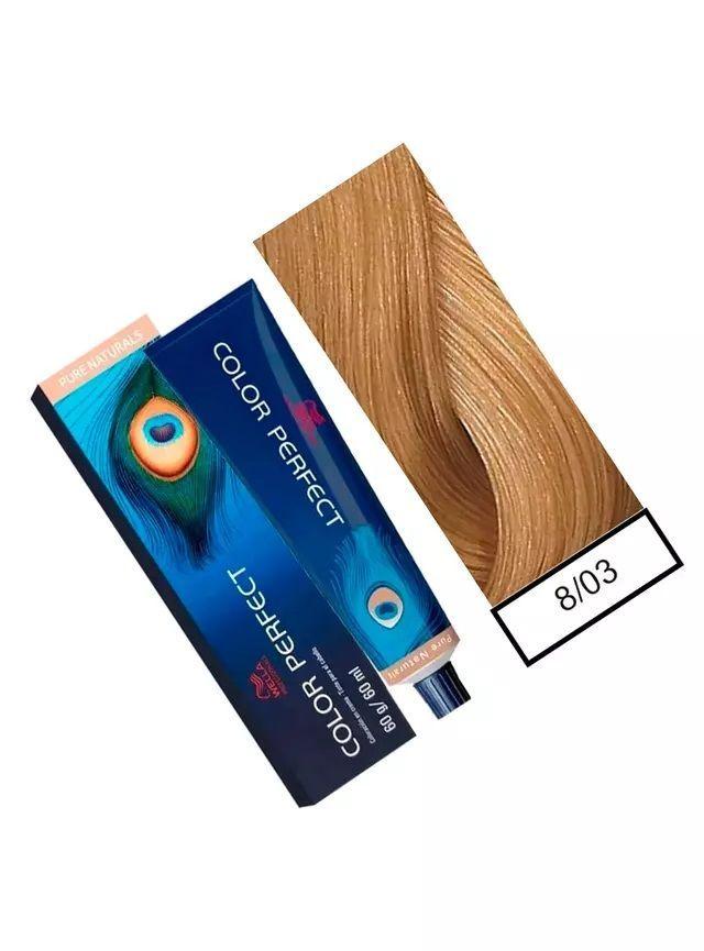 Tinte para Cabello Wella Color Perfect 8/03 Rubio Claro Natural Dorado 60ml-2