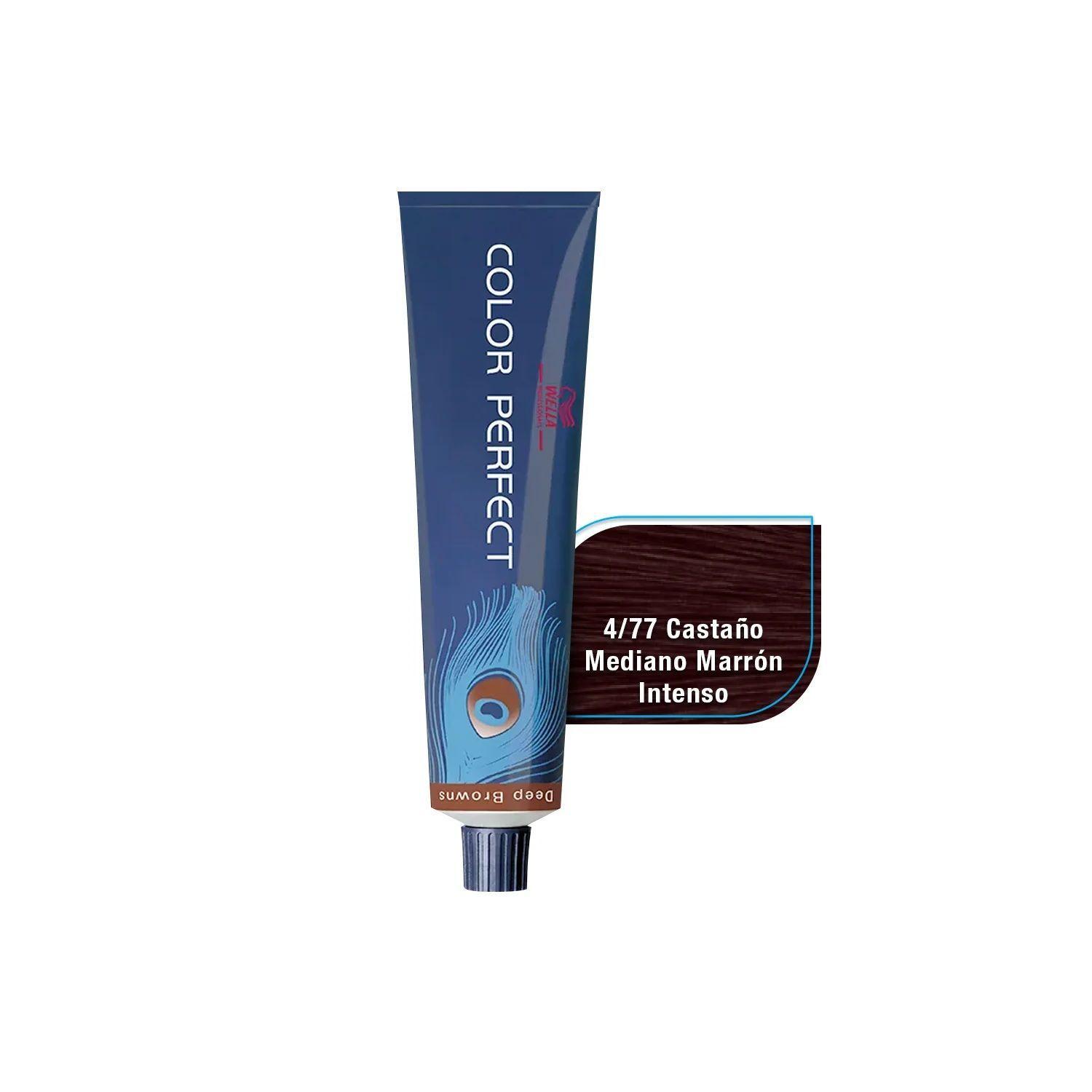 Tinte para Cabello Wella Color Perfect 4/77 Castaño Mediano Marron Intenso 60ml-3