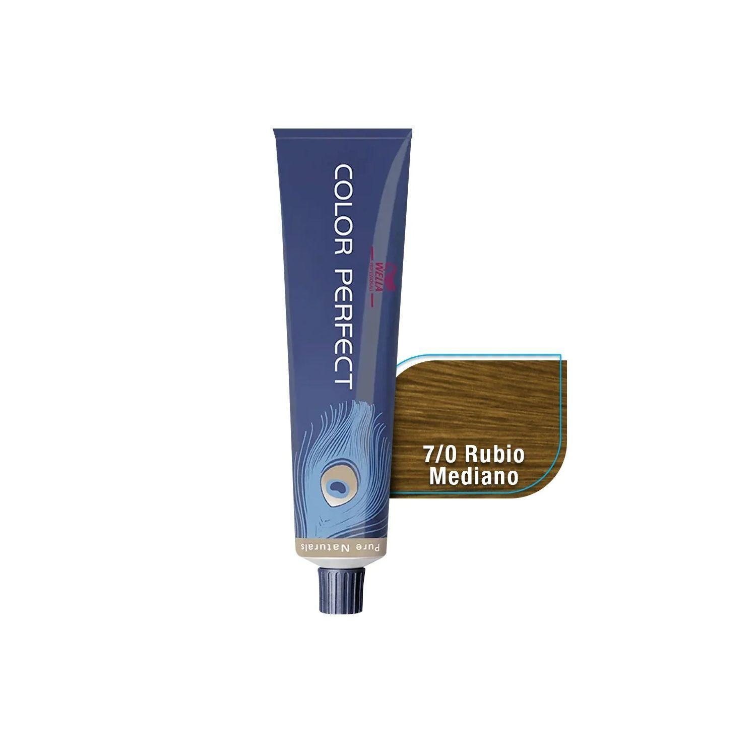 Tinte para Cabello Wella Color Perfect 7/0 Rubio Mediano 60ml +Oxidante-2