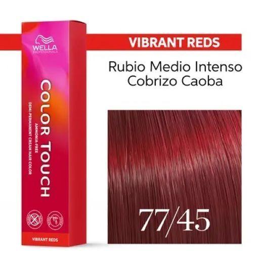 Tinte para cabello Wella Color Touch 77/45 Rubio Mediano Intenso Rojo Caoba 60ml-2