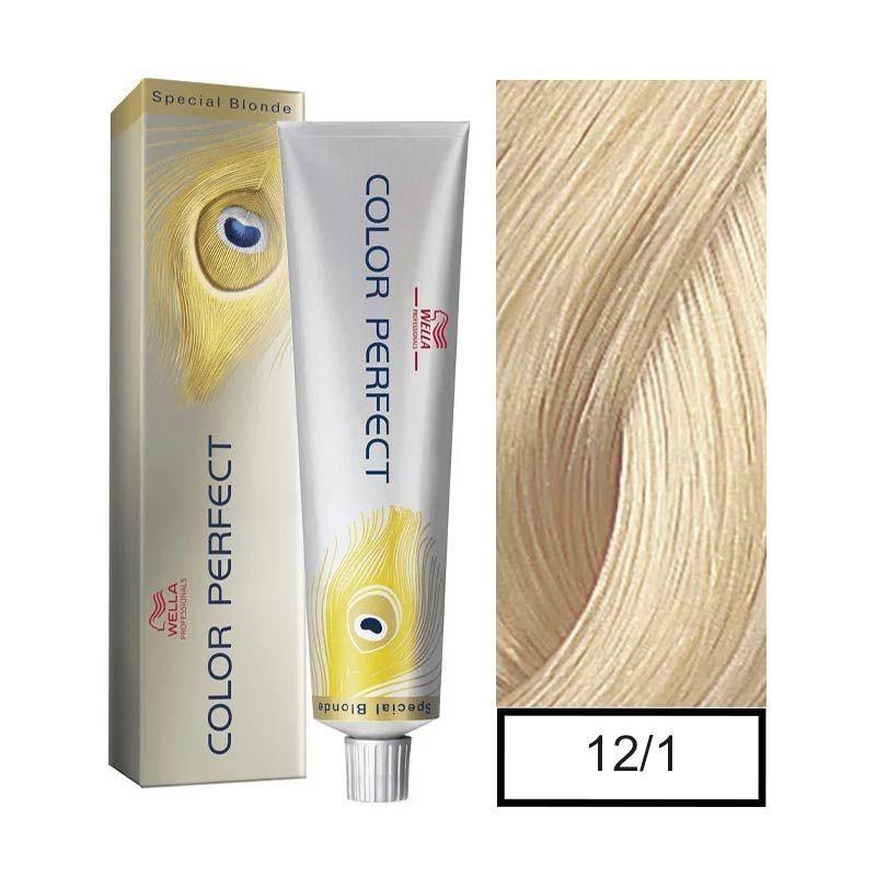 Tinte para Cabello Wella Color Perfect 12/1 Rubio Especial Ceniza 60ml +Oxidante-0