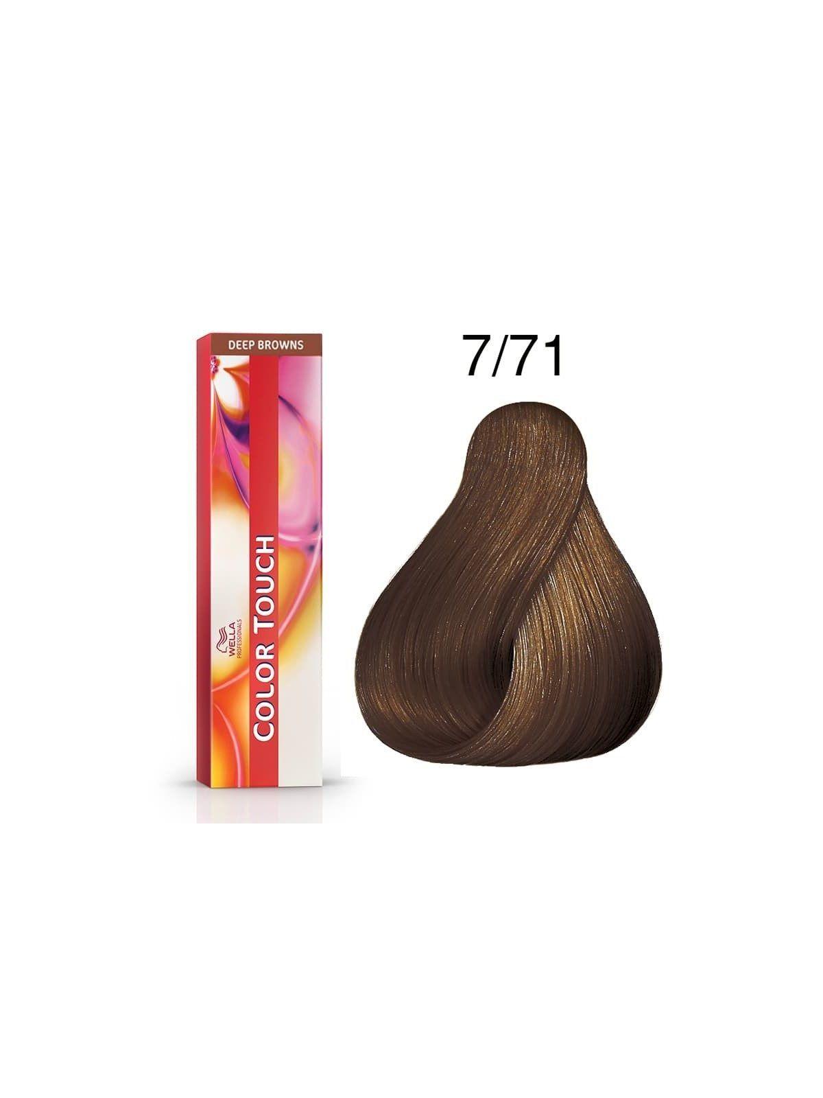 Tinte para cabello Wella Color Touch 7/71 Rubio Mediano Marron Ceniza 60ml-3