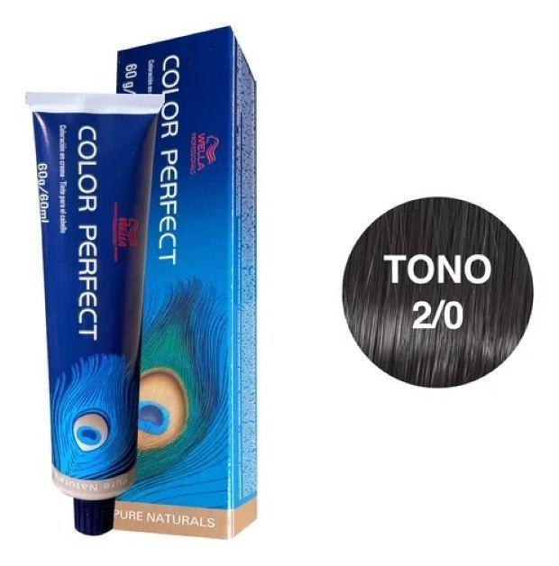 Tinte para Cabello Wella Color Perfect 2/0 Negro 60ml +Oxidante-2