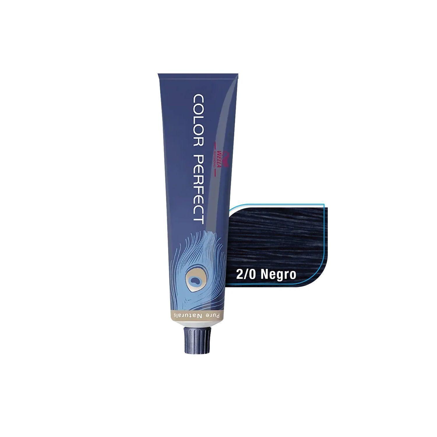 Tinte para Cabello Wella Color Perfect 2/0 Negro 60ml +Oxidante-3