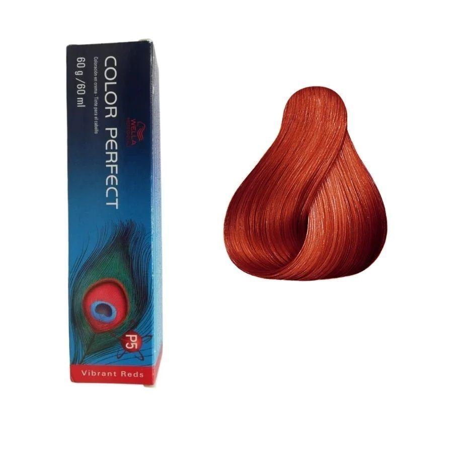 Tinte para Cabello Wella Color Perfect 7/4 Rubio Mediano Rojo 60ml +Oxidante-0