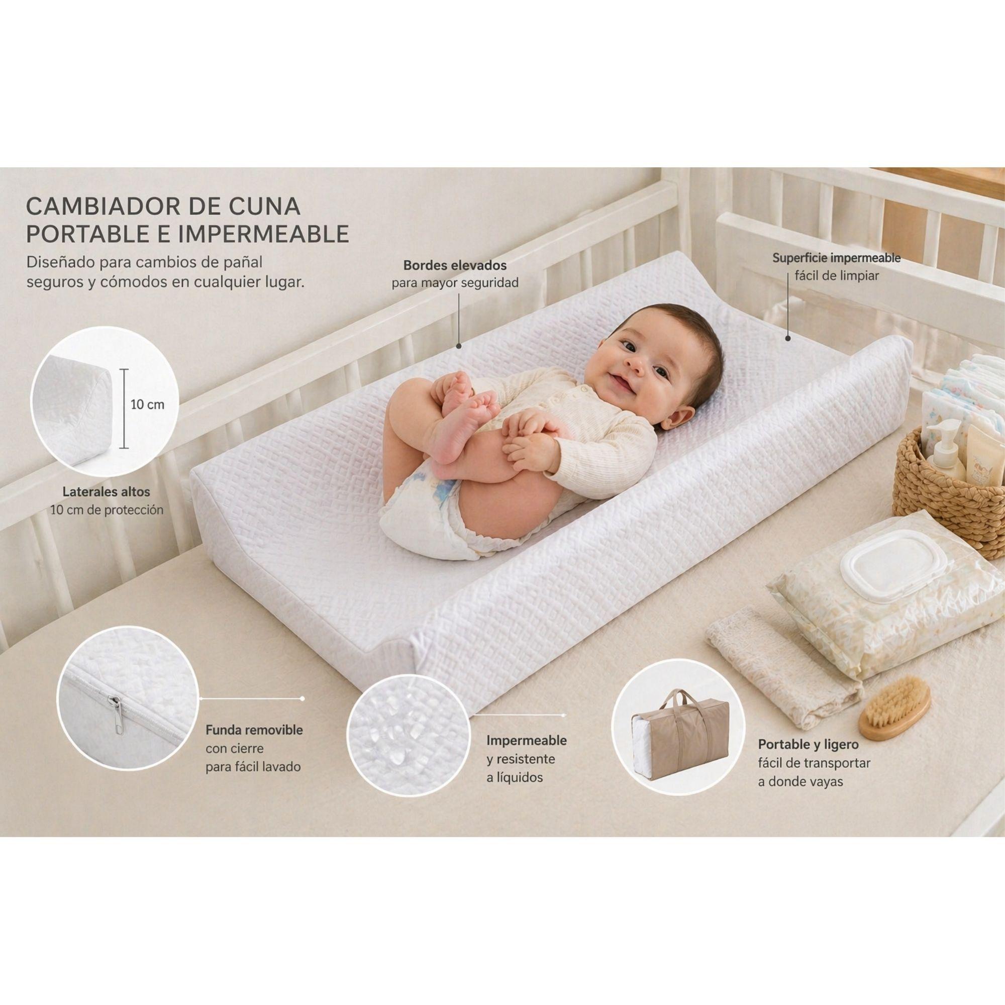 Cambiador de Cuna Portable para Bebe Imperemeable 69x44x13 Cm-4
