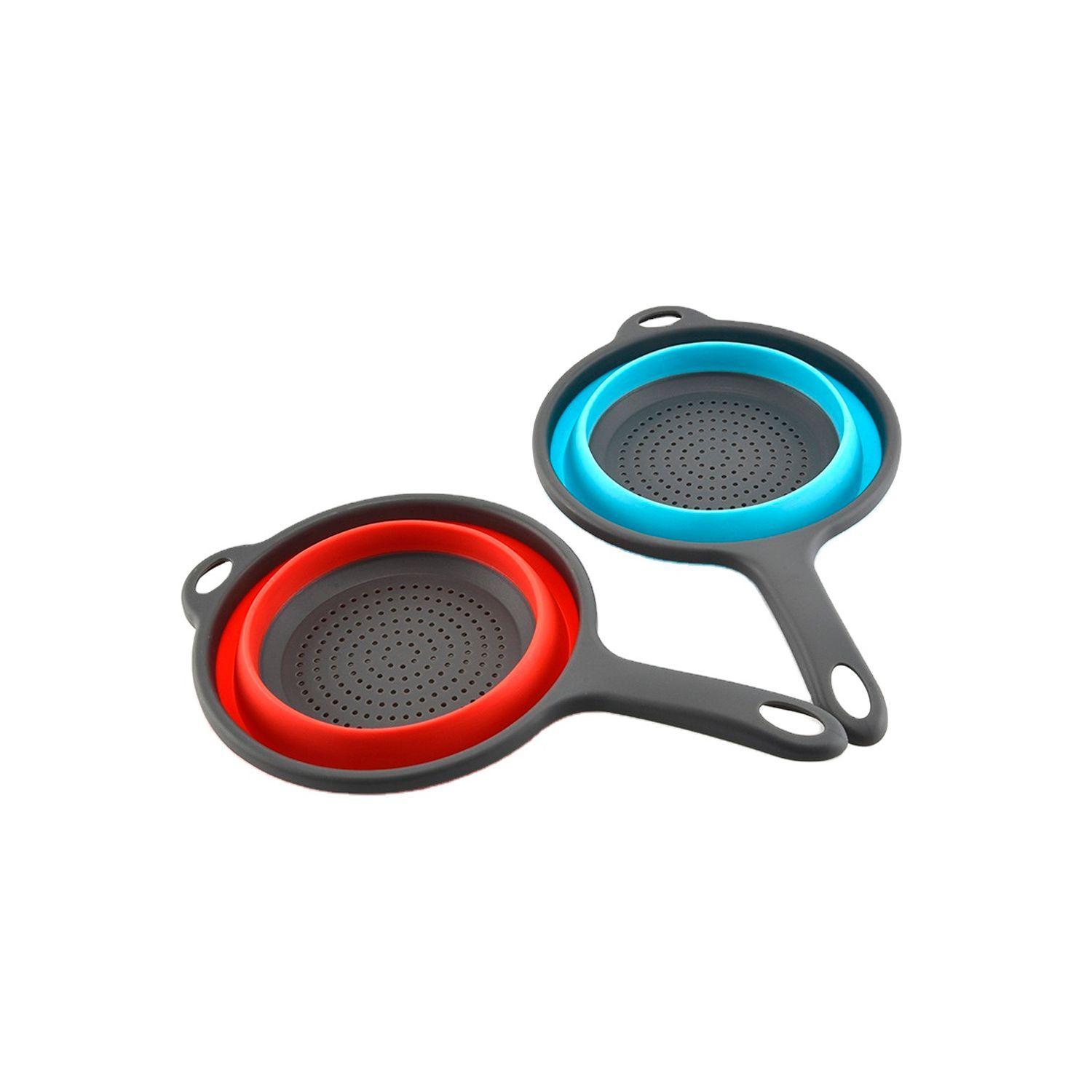 Colador Plegable de Silicona Redondo 19 cm Color Rojo-2