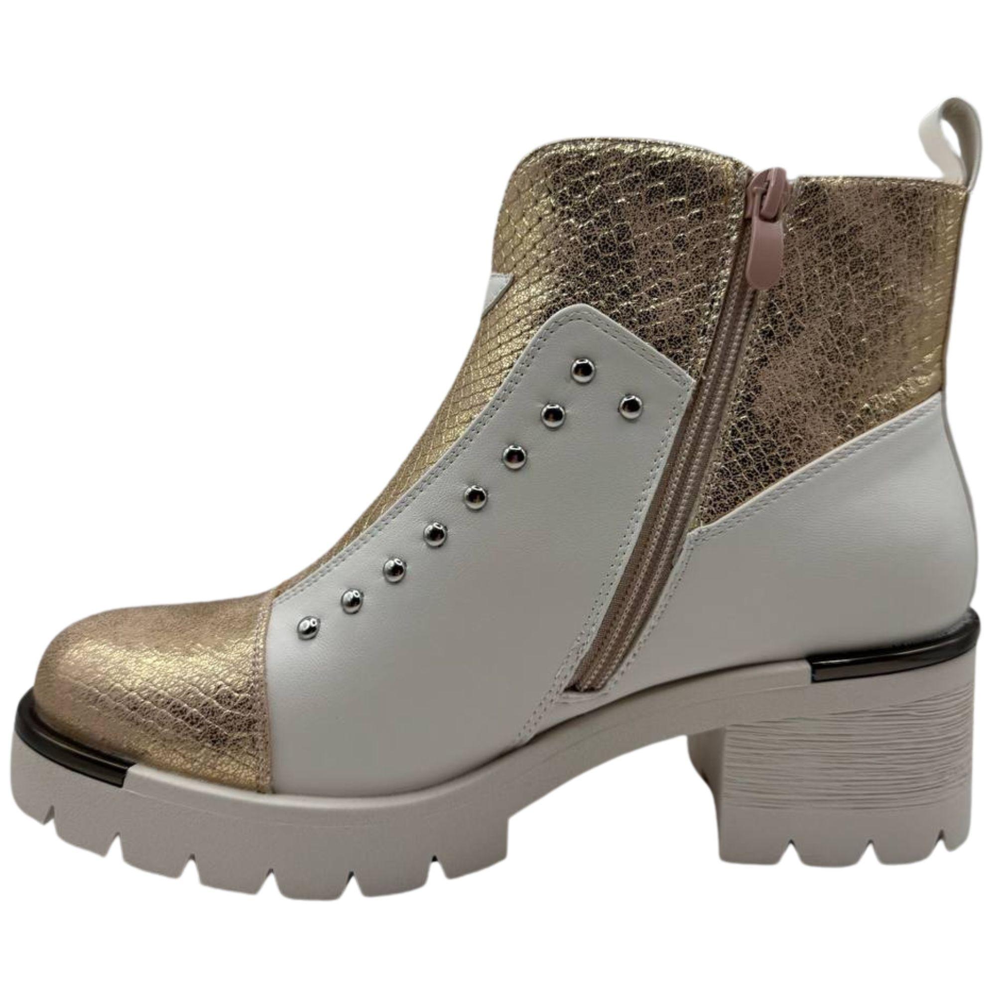 Botin Bajo Mujer Beige-2