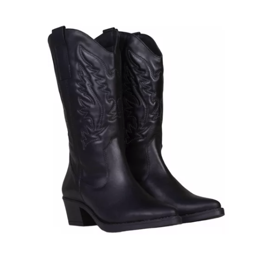 Botas Cowboy Bordado Negro Botin Texanas-2