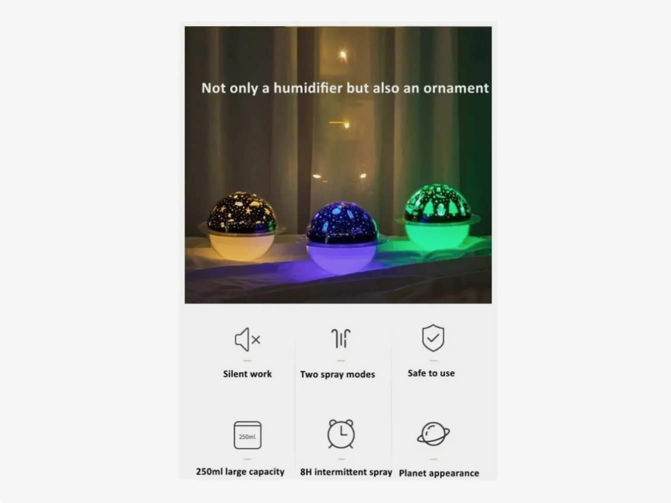 Lámpara Humidificador Ufo Aromaterapia 250 Ml Luz Multicolor + Esencias-5