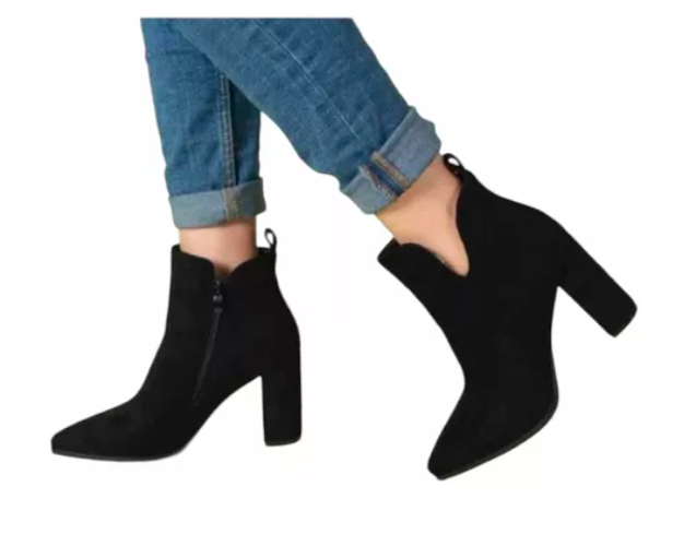 Botin Abierto Gamuza Con Taco Negro-1