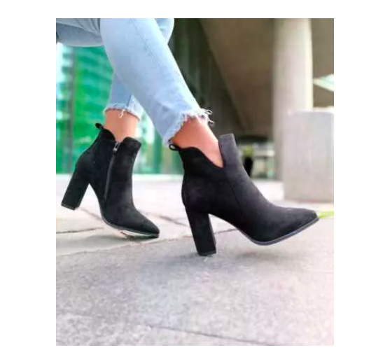 Botin Abierto Gamuza Con Taco Negro-2